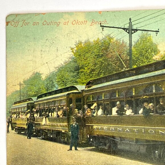 1910 Olcott Beach International Open Train Buffalo News Mezzochrome Postcard - Picture 3 of 6